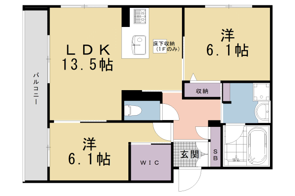 京都市南区西九条大国町のマンションの間取り