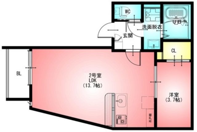 千葉市中央区道場南のアパートの間取り