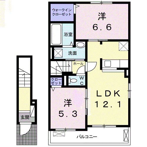 徳島市国府町南岩延のアパートの間取り