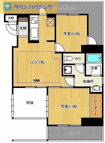 千葉市中央区弁天のマンションの間取り