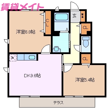 四日市市茂福町のアパートの間取り