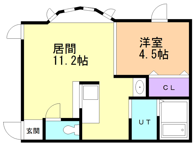 苫小牧市もえぎ町のアパートの間取り