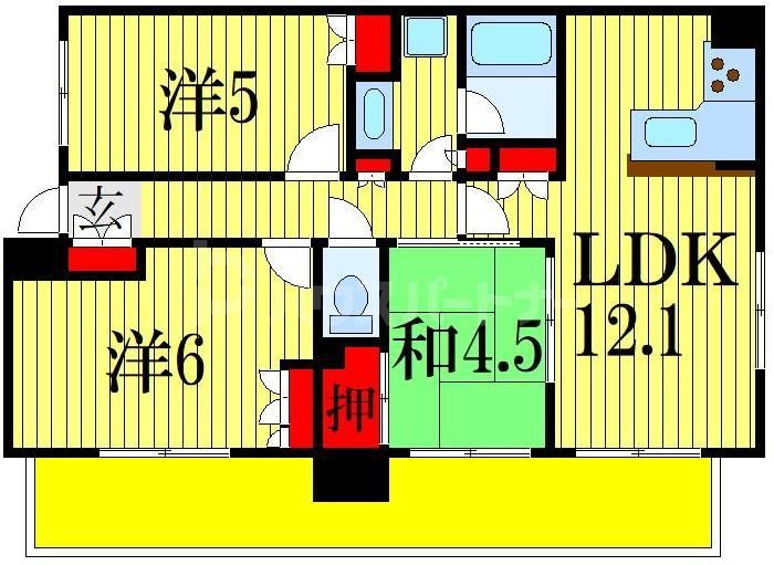 船橋市宮本のマンションの間取り