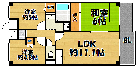 四條畷・サカモトマンションの間取り