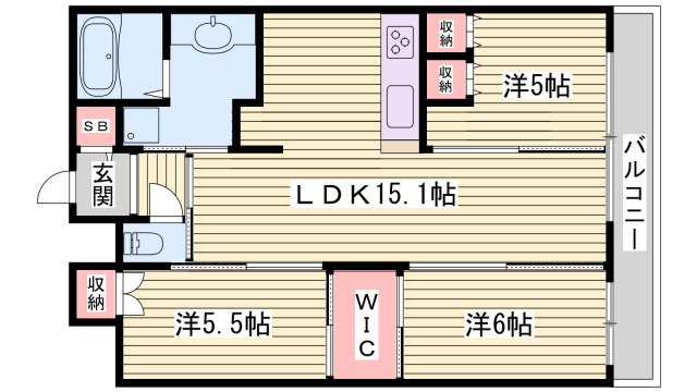 姫路市東駅前町のマンションの間取り