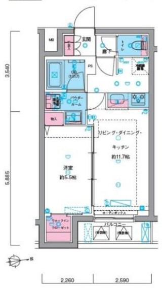 墨田区堤通のマンションの間取り