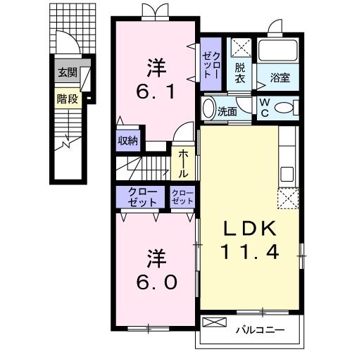 八代市長田町のアパートの間取り