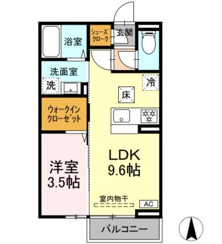 松本市神田のアパートの間取り