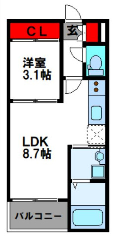 【岡山市中区門田屋敷本町のアパートの間取り】