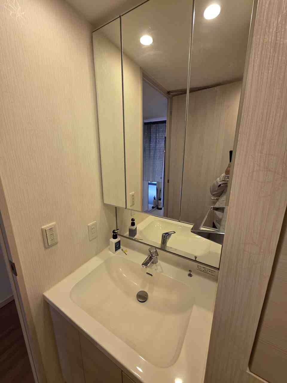 洗面設備　スペースが確保できる洗面所です