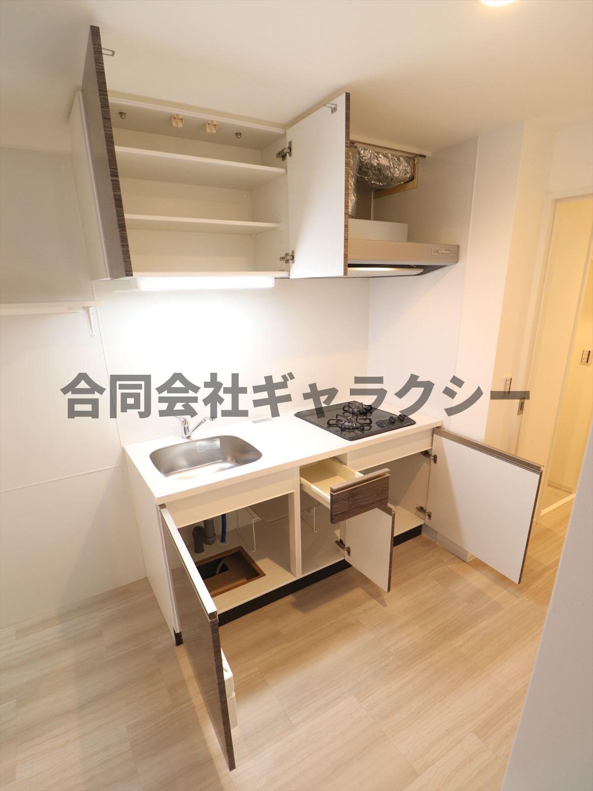 キッチン　ガス2口コンロのシステムキッチン