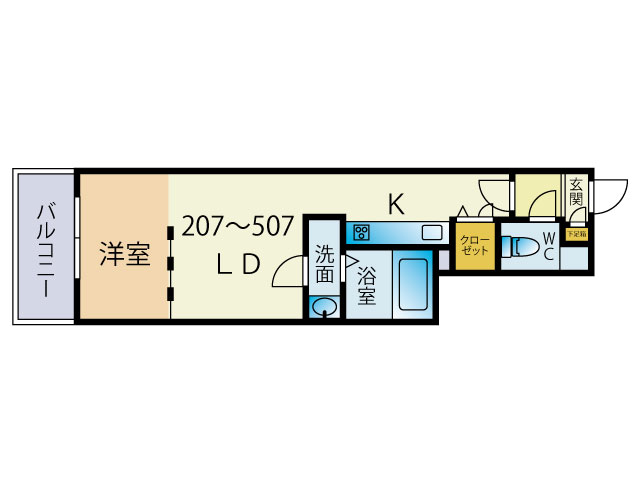地下鉄空港線 西新駅 徒歩11分 5階建 築5年の間取り写真