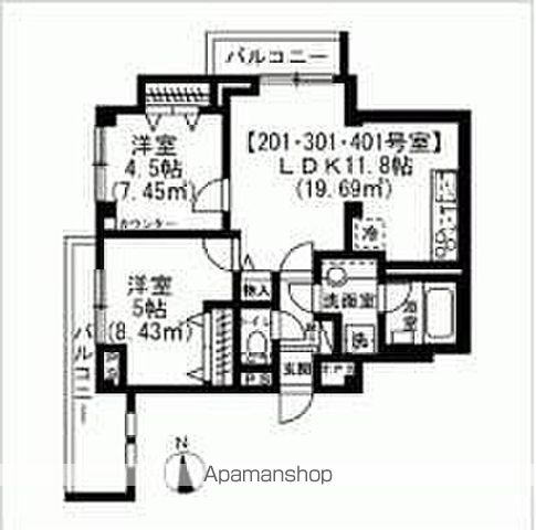 東京メトロ千代田線 西日暮里駅 徒歩5分 5階建 築5年の間取り写真