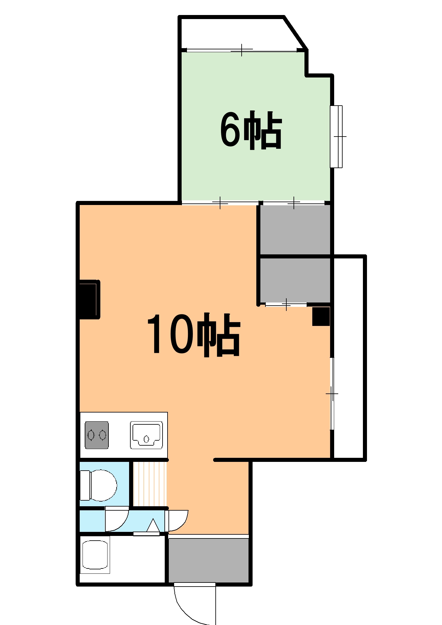 京急本線 横須賀中央駅 徒歩6分 6階建 築44年の間取り写真