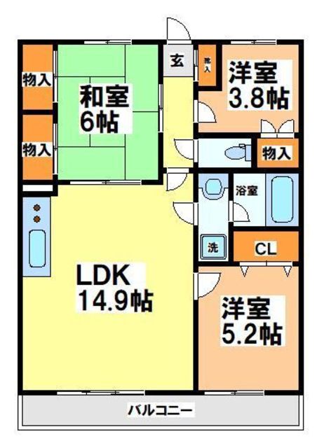 京王相模原線 若葉台駅 徒歩1分 6階建 築26年の間取り写真