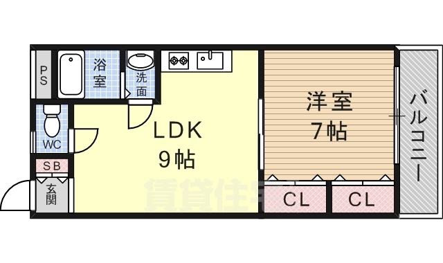 神戸市長田区萩乃町のアパートの間取り