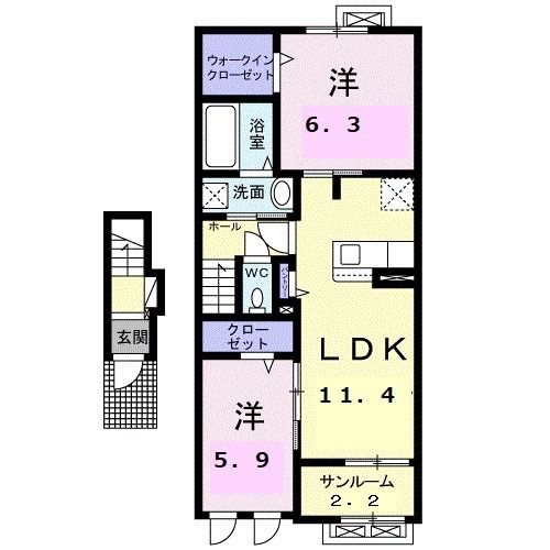 鯖江市鳥羽町のアパートの間取り