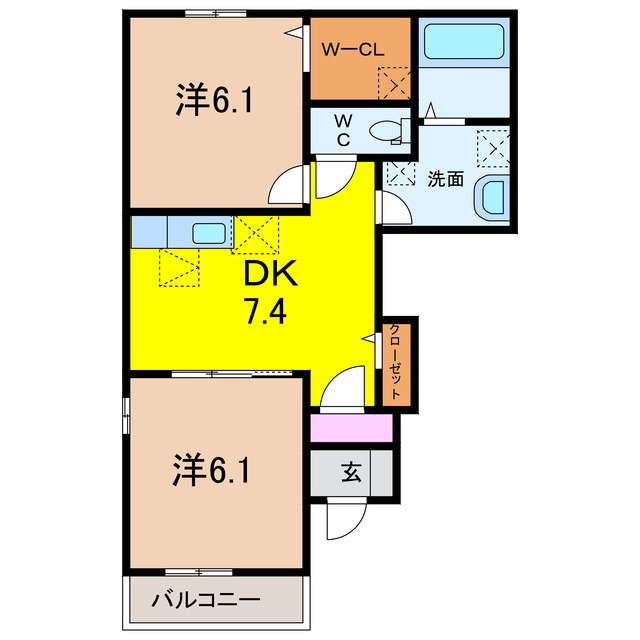 島原市柿の木町のアパートの間取り