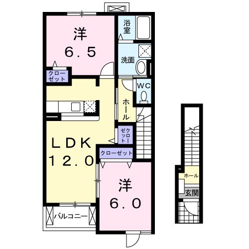 新居浜市宇高町のアパートの間取り