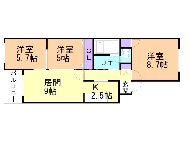 札幌市中央区南十九条西のマンションの間取り