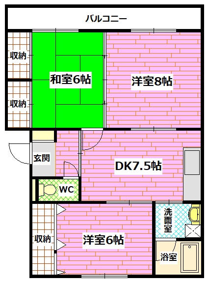 安芸郡海田町南幸町のマンションの間取り