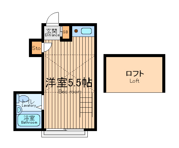 府中市四谷のアパートの間取り