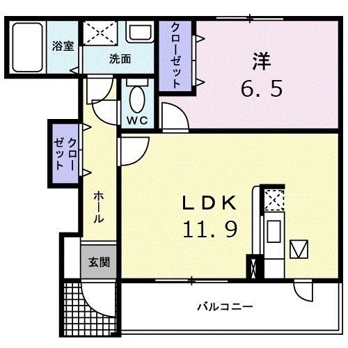 広島市安佐北区亀山のアパートの間取り