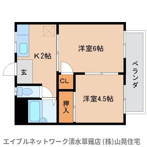 静岡市葵区瀬名のアパートの間取り