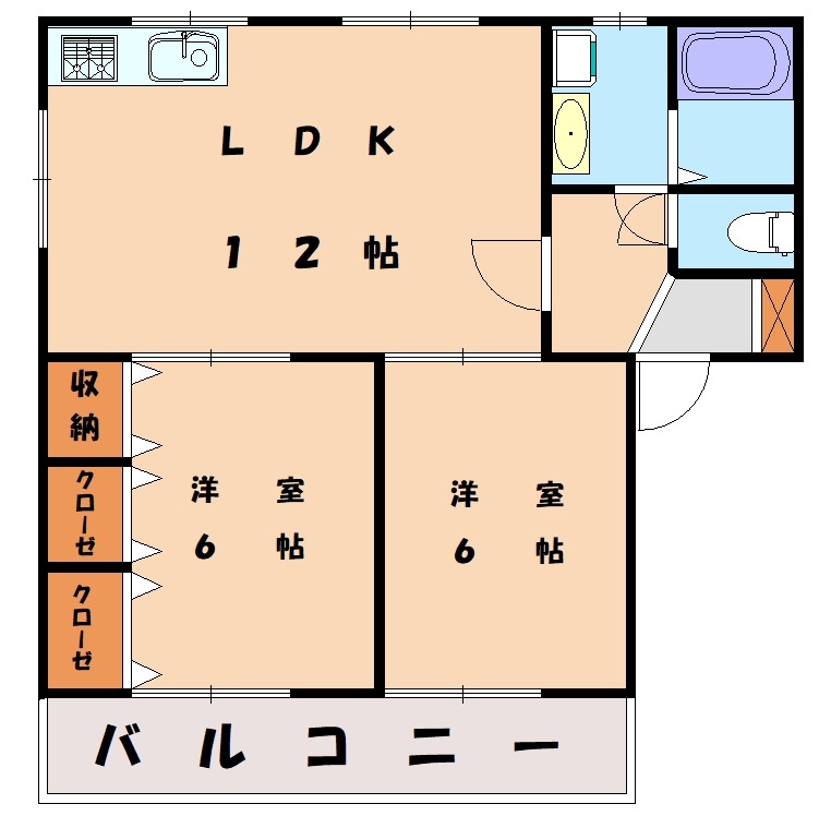 古賀市薬王寺のアパートの間取り