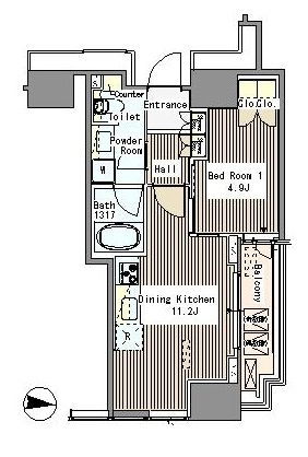 港区浜松町のマンションの間取り