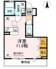 阿南市那賀川町上福井のアパートの間取り