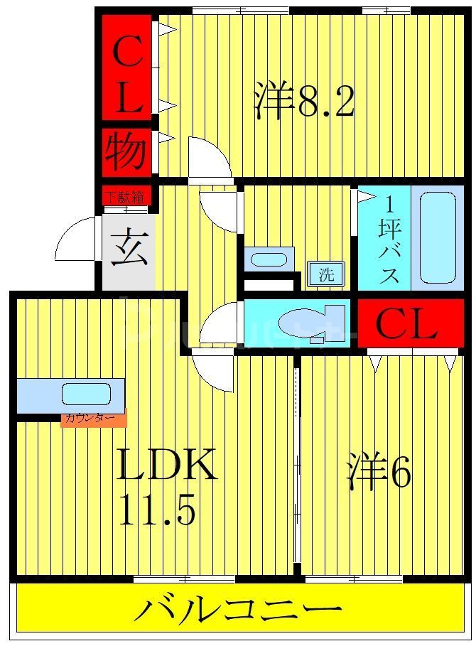 スプリングフォレスト　Aの間取り