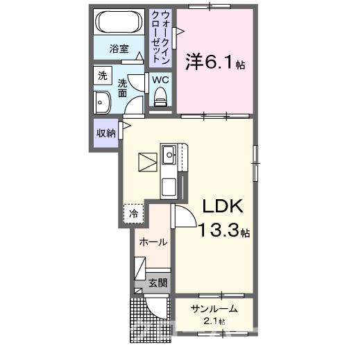 観音寺市柞田町のアパートの間取り