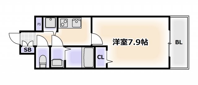 大阪市浪速区大国のマンションの間取り