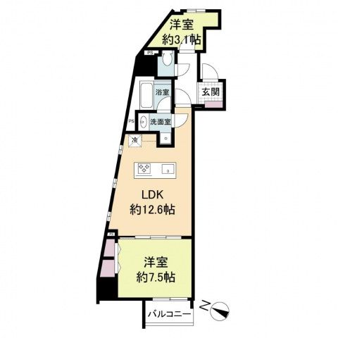 広島市東区上大須賀町のマンションの間取り