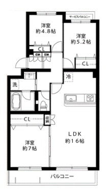 世田谷区弦巻のマンションの間取り