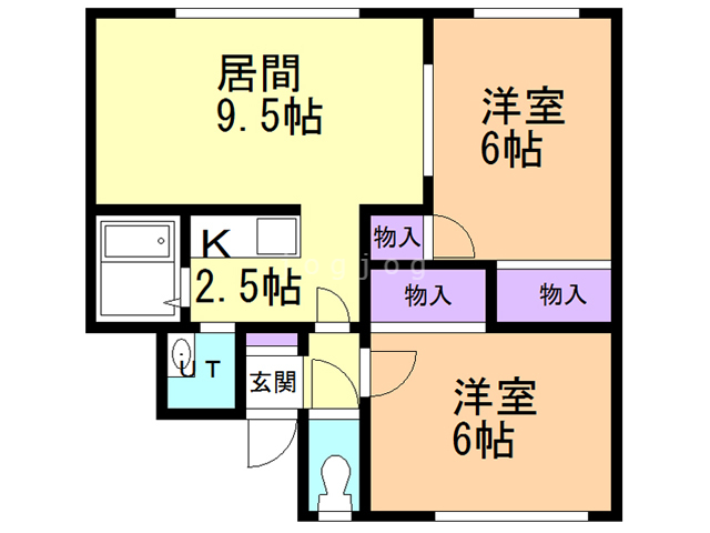 札幌市西区西野十一条のアパートの間取り