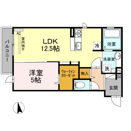 倉吉市上井のアパートの間取り