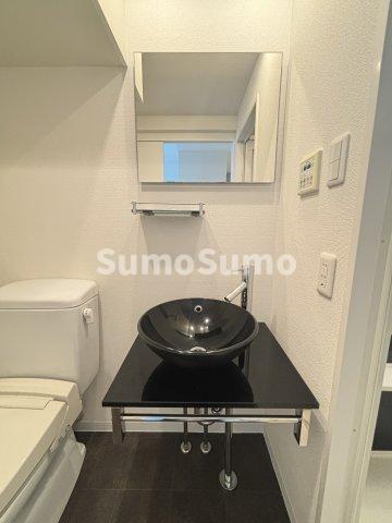 洗面設備　スペースが確保できる洗面所です