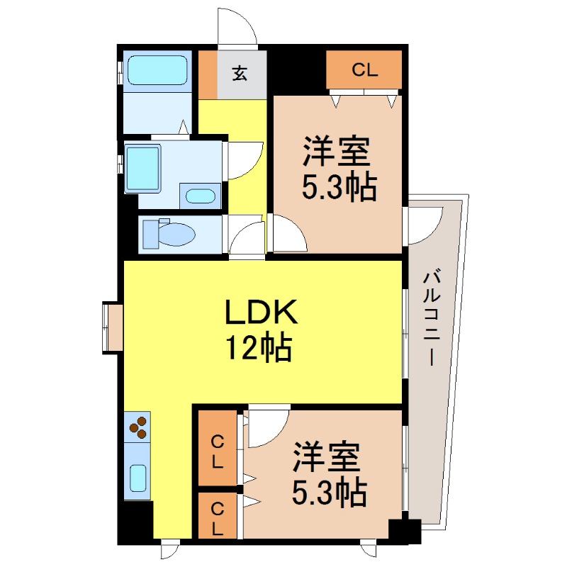 地下鉄東山線 新栄町駅 徒歩7分 12階建 築33年の間取り写真