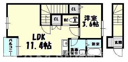 ＪＲ篠栗線 原町駅 徒歩7分 2階建 築20年の間取り写真