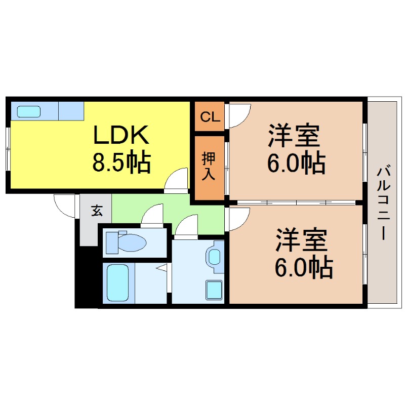 地下鉄名港線 六番町駅 徒歩10分 3階建 築29年の間取り写真