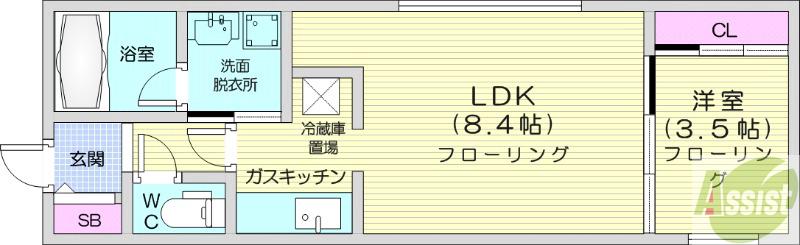 地下鉄東豊線 月寒中央駅 徒歩6分 4階建 築3年の間取り写真