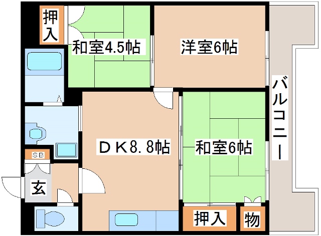 神戸市西区南別府のマンションの間取り