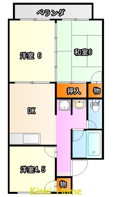 和歌山市有本のアパートの間取り