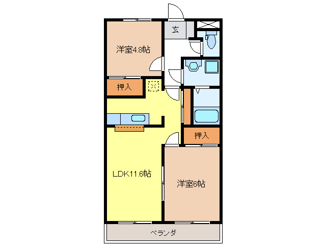 岐阜市小西郷のアパートの間取り