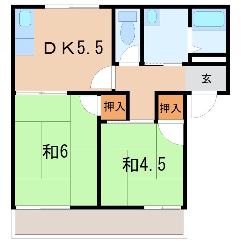 守山市浮気町のアパートの間取り