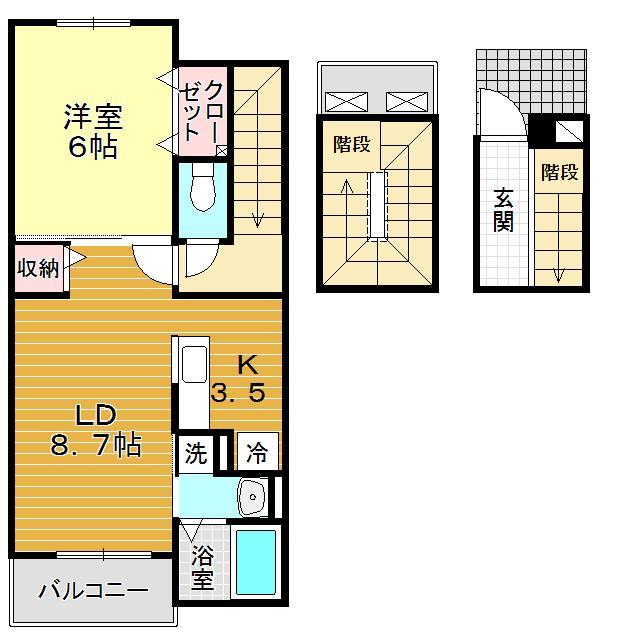 下関市横野町のアパートの間取り