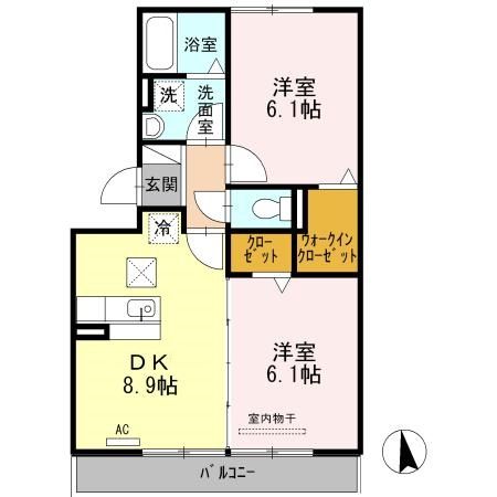 名古屋市中川区三ツ屋町のアパートの間取り