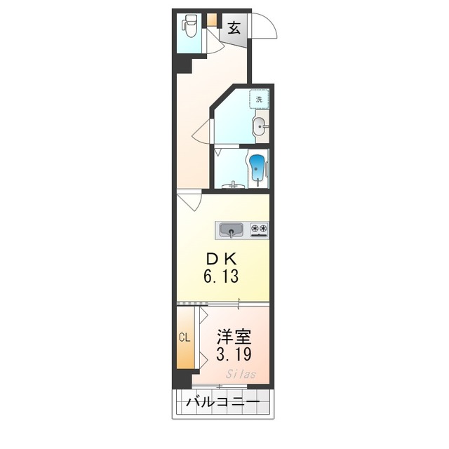 大阪市住吉区我孫子のマンションの間取り